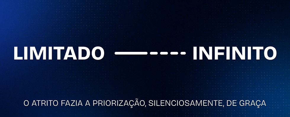 Diagrama tipográfico separando as palavras ‘produzir’ e ‘pensar’ por uma linha tracejada, ilustrando como a IA desvinculou esses dois atos.